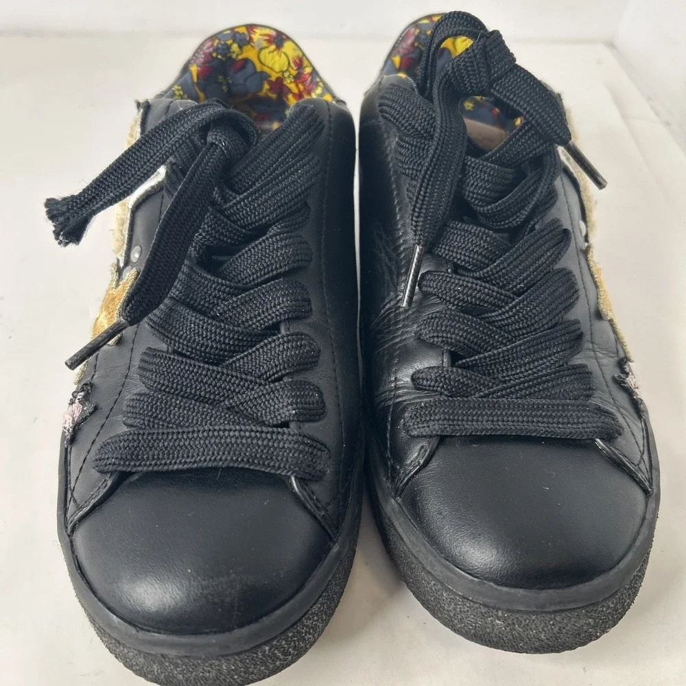 Coach star patch black leather‎ lace up sneakers Sz 8 Worn Once EUC